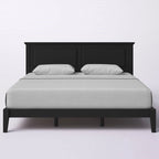 Solid Oak Platform Bed with Tapered Legs and Headboard