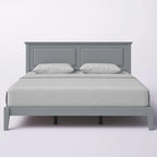Solid Oak Platform Bed with Tapered Legs and Headboard