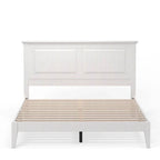 Solid Oak Platform Bed with Tapered Legs and Headboard