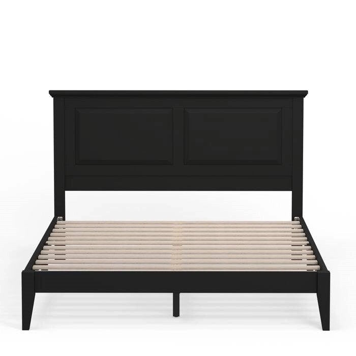 Solid Oak Platform Bed with Tapered Legs and Headboard