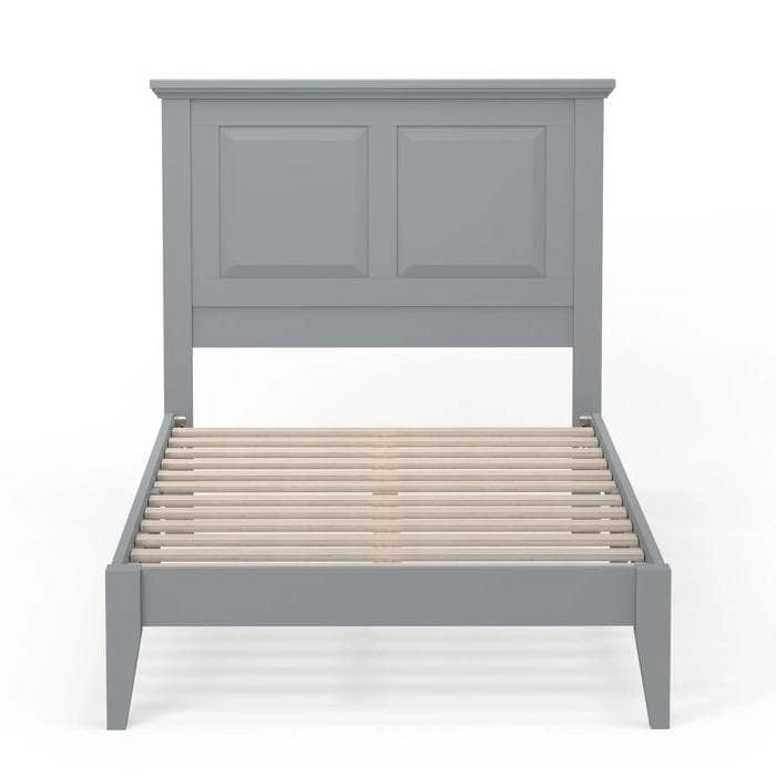 Solid Oak Platform Bed with Tapered Legs and Headboard