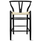 Solid Wood Countertop Height Barstool with Open Y Back Farmhouse Woven Organic Natural Chair For Kitchen Designer - N/A