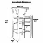 Solid Wood Countertop Height Barstool with Open Y Back Farmhouse Woven Organic Natural Chair For Kitchen Designer - N/A