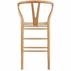 Solid Wood Countertop Height Barstool with Open Y Back Farmhouse Woven Organic Natural Chair For Kitchen Designer - N/A