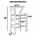 Solid Wood Countertop Height Barstool with Open Y Back Farmhouse Woven Organic Natural Chair For Kitchen Designer - N/A