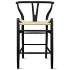 Solid Wood Countertop Height Barstool with Open Y Back Farmhouse Woven Organic Natural Chair For Kitchen Designer - N/A