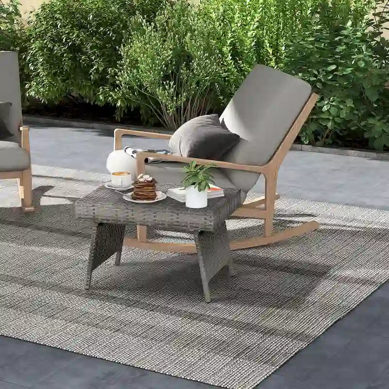 Costway Patio Folding Rattan Wicker Side Table End Coffee Table - 24 x 16 x 16 (L x W x H)