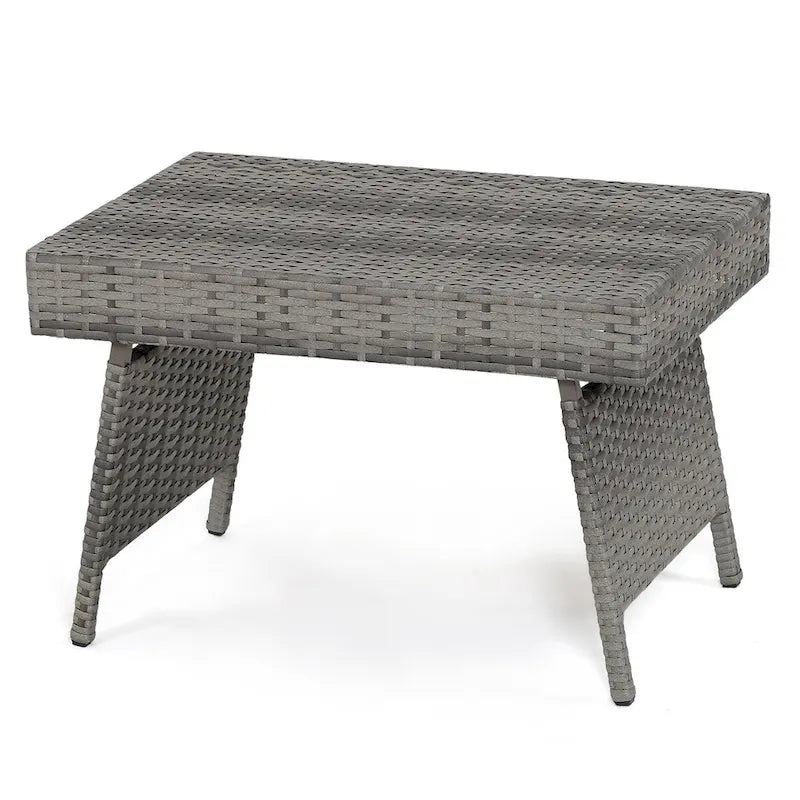 Costway Patio Folding Rattan Wicker Side Table End Coffee Table - 24 x 16 x 16 (L x W x H)