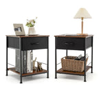 Costway 2 PCS 2-tier Nightstand Bedside End Sofa Table with Drawer - 16 x 16 x 21 (L x W x H)