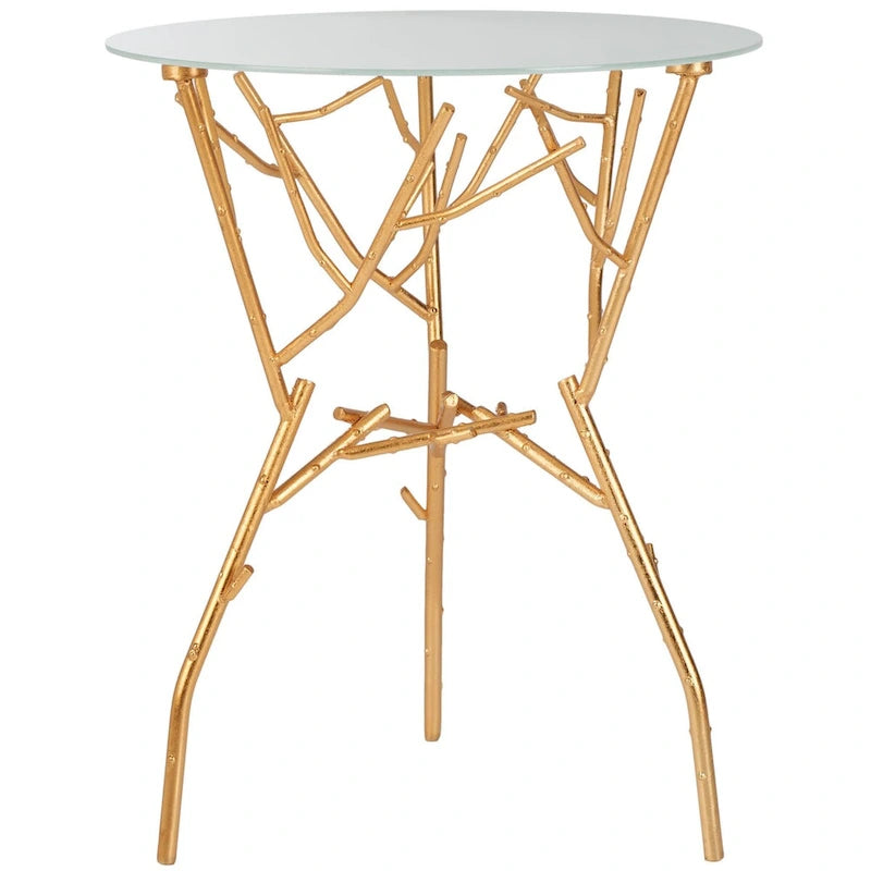 SAFAVIEH Treasures Lawanda Gold/ Blue-White Top Accent Table - 18 W x 18 L x 22.5 H - 18Wx18Dx23H