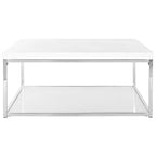 SAFAVIEH Bettylou White/Chrome High Gloss Coffee Table - 35.4 W x 35.4 D x 15.7 H - 35Wx35Dx16H