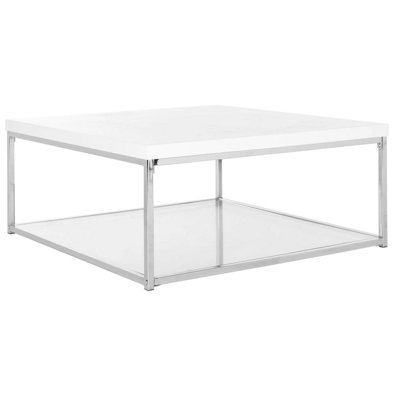 SAFAVIEH Bettylou White/Chrome High Gloss Coffee Table - 35.4 W x 35.4 D x 15.7 H - 35Wx35Dx16H