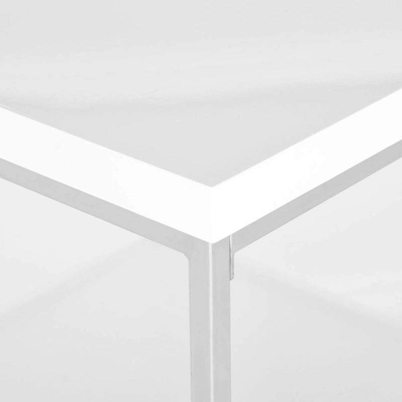 SAFAVIEH Bettylou White/Chrome High Gloss Coffee Table - 35.4 W x 35.4 D x 15.7 H - 35Wx35Dx16H