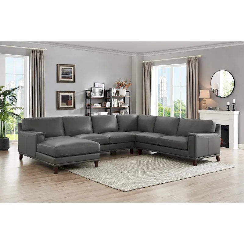 Hydeline Hayward Top Grain Leather Sectional Sofa with Chaise