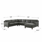 Hydeline Hayward Top Grain Leather Sectional Sofa with Chaise