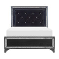 Fey Black LED Faux Leather Upholstered Tufted Bed