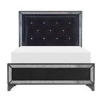 Fey Black LED Faux Leather Upholstered Tufted Bed