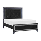 Fey Black LED Faux Leather Upholstered Tufted Bed