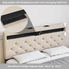 Bed Frame with LED Lights Headboard