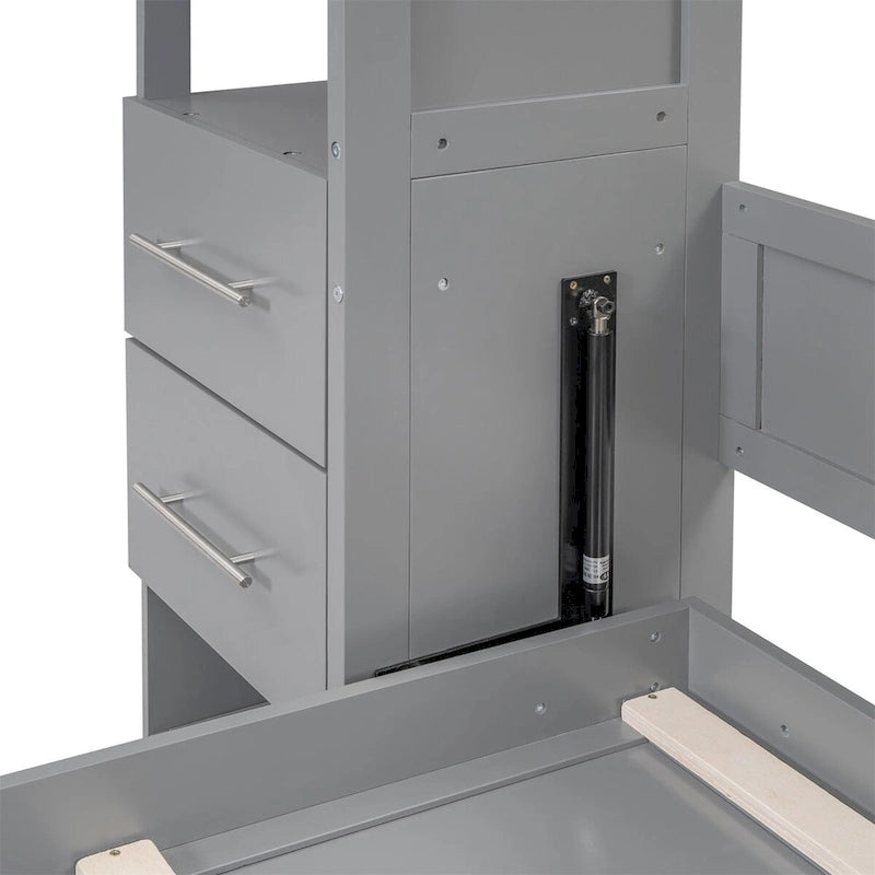 Merax Murphy Bed Wall Bed with Shelves, Drawers and LED Lights