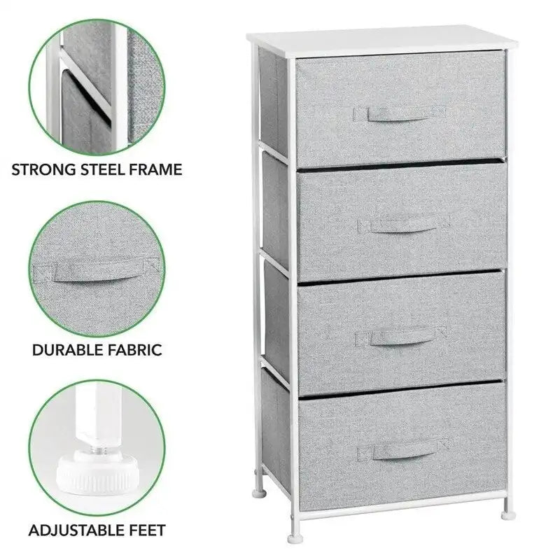 Tall Dresser Storage Tower Stand with 4 Removable Fabric Drawers