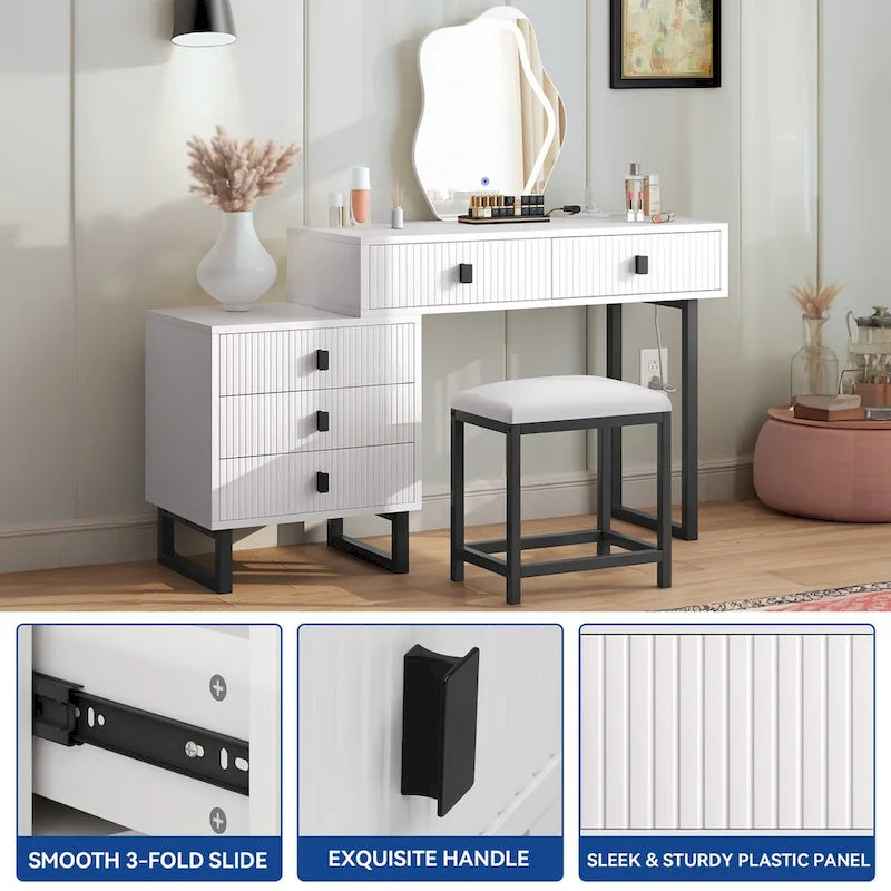 Moasis Expandable Cloud Vanity With Built-in Socket and Lighted Mirror - 49.90 H X 51.10 W X 15.70 D