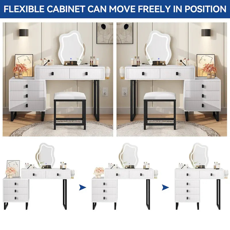 Moasis Expandable Cloud Vanity With Built-in Socket and Lighted Mirror - 49.90 H X 51.10 W X 15.70 D