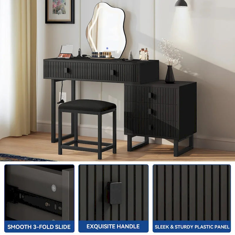 Moasis Expandable Cloud Vanity With Built-in Socket and Lighted Mirror - 49.90 H X 51.10 W X 15.70 D