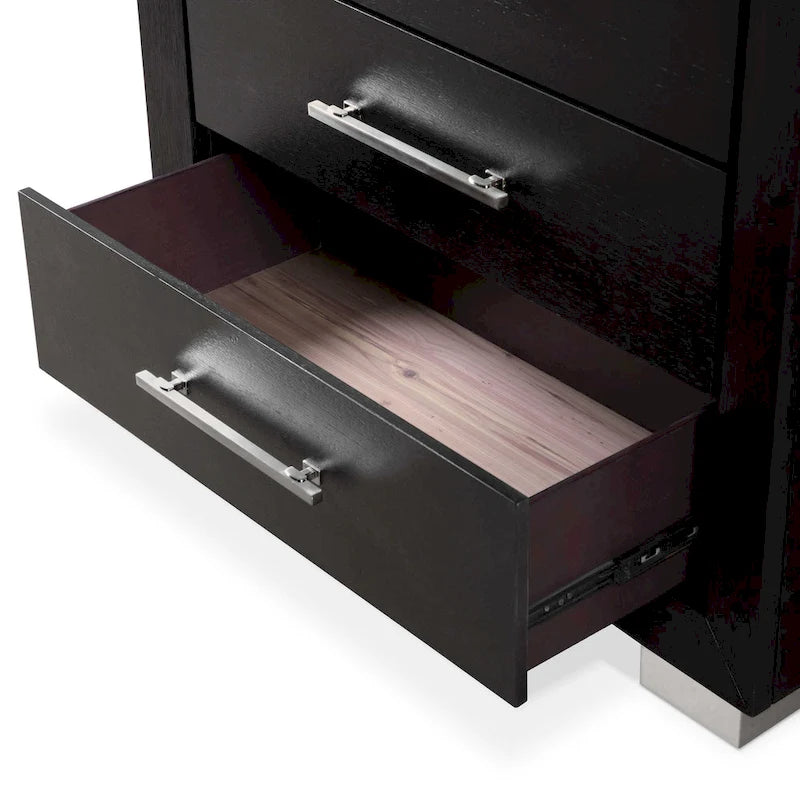 Furniture of America Alaric Modern Black Solid Wood 5-Drawer Storage Chest With Cedar-Lined Bottom Drawer