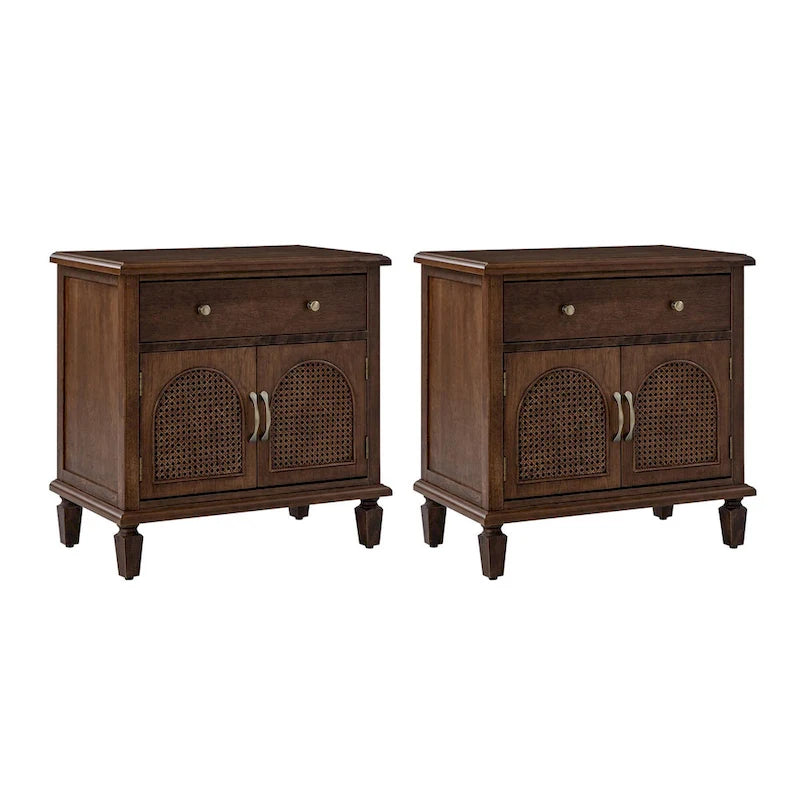 Georg Traditional 27Tall Rattan Nightstand with Adjustable Feet Set of 2 by HULALA HOME