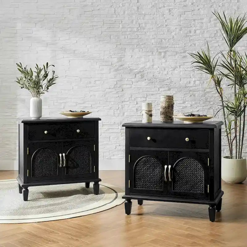 Georg Traditional 27Tall Rattan Nightstand with Adjustable Feet Set of 2 by HULALA HOME