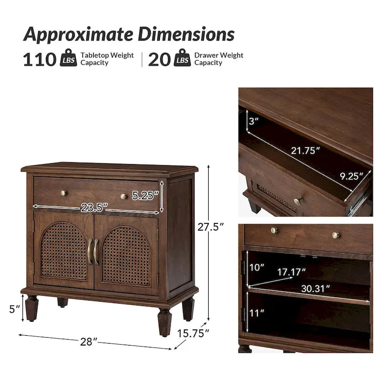 Georg Traditional 27Tall Rattan Nightstand with Adjustable Feet Set of 2 by HULALA HOME