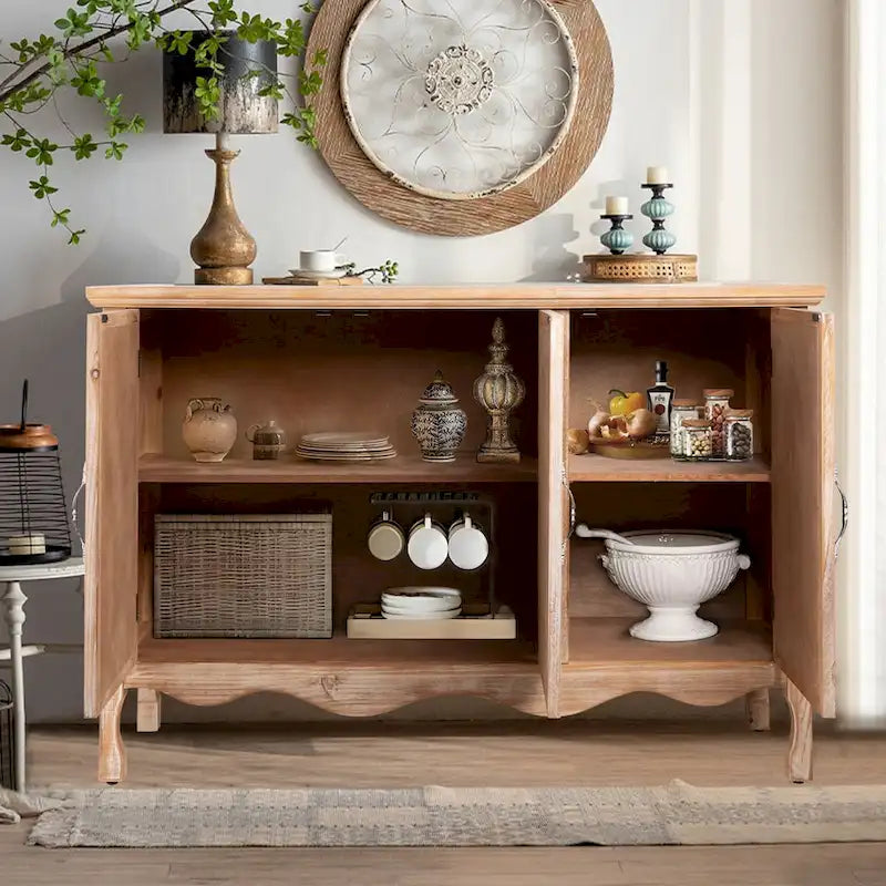 Adika Solid Wood Vintage Vibe Accent Cabinet