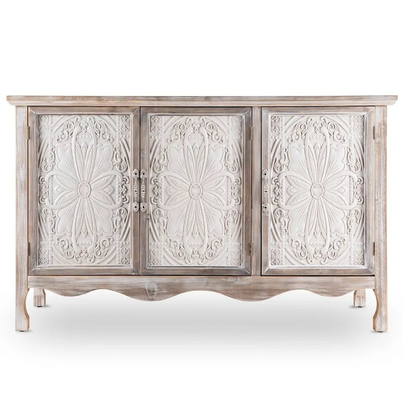 Adika Solid Wood Vintage Vibe Accent Cabinet