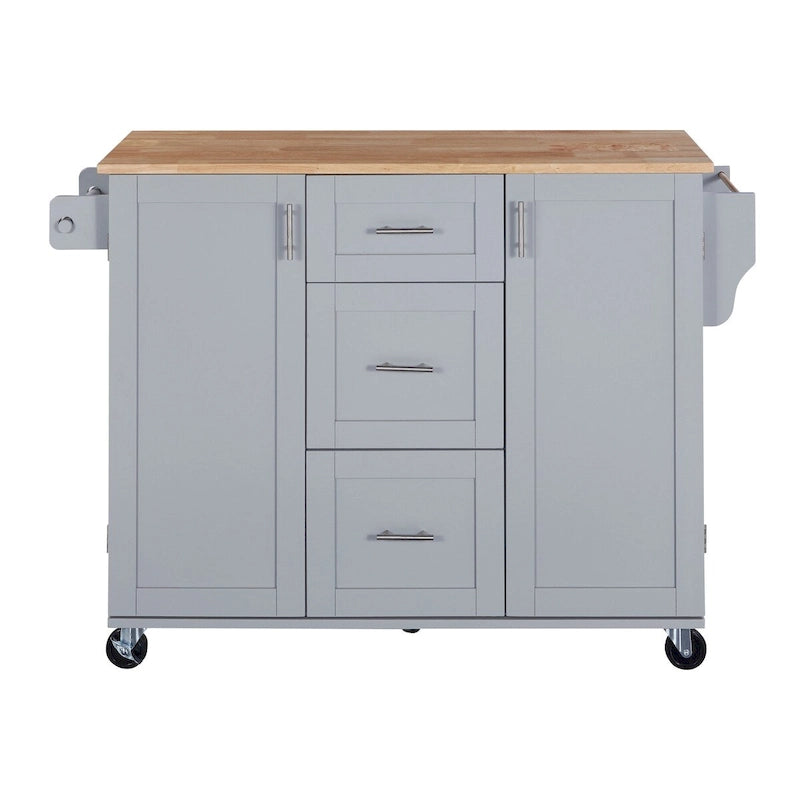 Kitchen Cart with Rubber Wood Top