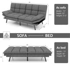 Memory Foam Futon Couch Bed Convertible Sofa with Adjustable Splitback for Compact Living Space
