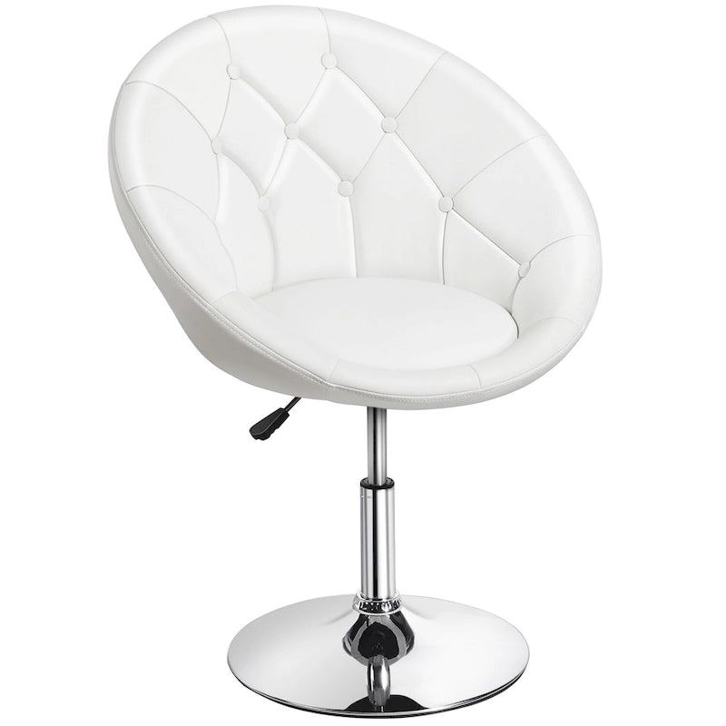 Yaheetech Modern Tufted Faux Leather Barrel Accent Chair
