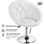 Yaheetech Modern Tufted Faux Leather Barrel Accent Chair
