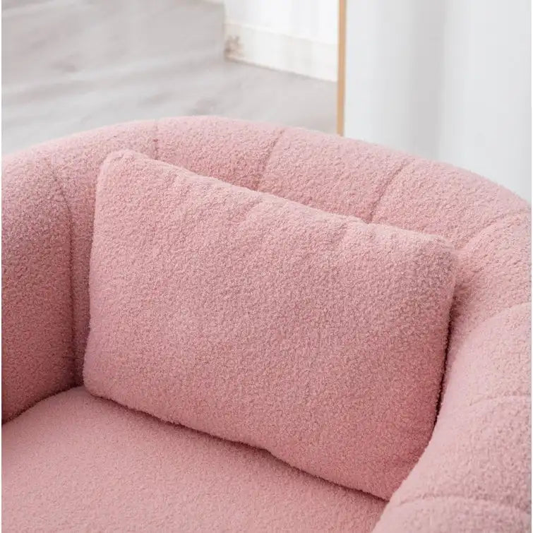 Ebello Oversize Velvet Swivel 360 Rotation Barrel Comfy Round Armchair With Pillow For Living Room Bedroom