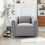 Ebello Oversize Velvet Swivel 360 Rotation Barrel Comfy Round Armchair With Pillow For Living Room Bedroom