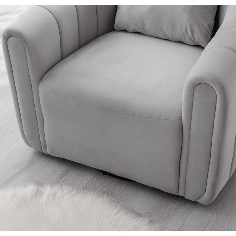 Ebello Oversize Velvet Swivel 360 Rotation Barrel Comfy Round Armchair With Pillow For Living Room Bedroom