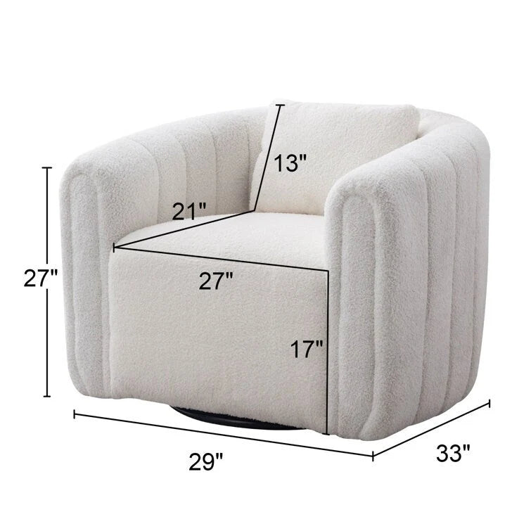 Ebello Oversize Velvet Swivel 360 Rotation Barrel Comfy Round Armchair With Pillow For Living Room Bedroom