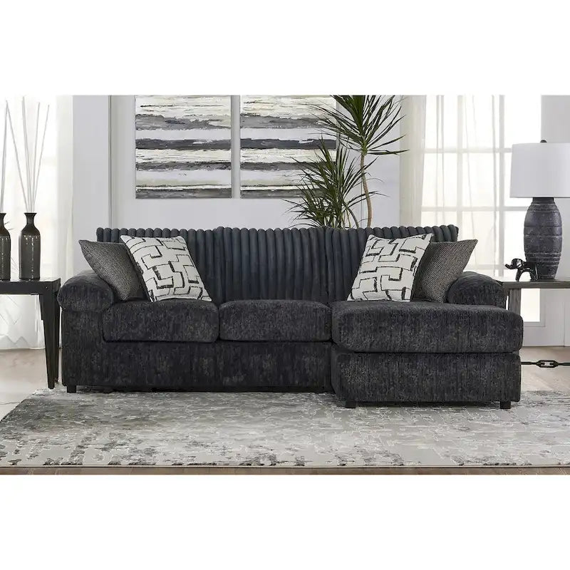 New Classic Furniture Luna Charcoal Grey Right Facing Sectional, Made in USA