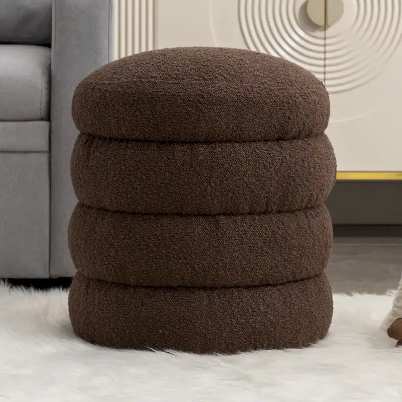 Soft Velvet Round Ottoman Footrest Stool