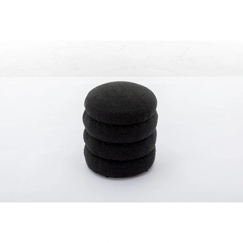 Soft Velvet Round Ottoman Footrest Stool