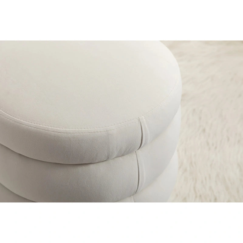 Soft Velvet Round Ottoman Footrest Stool