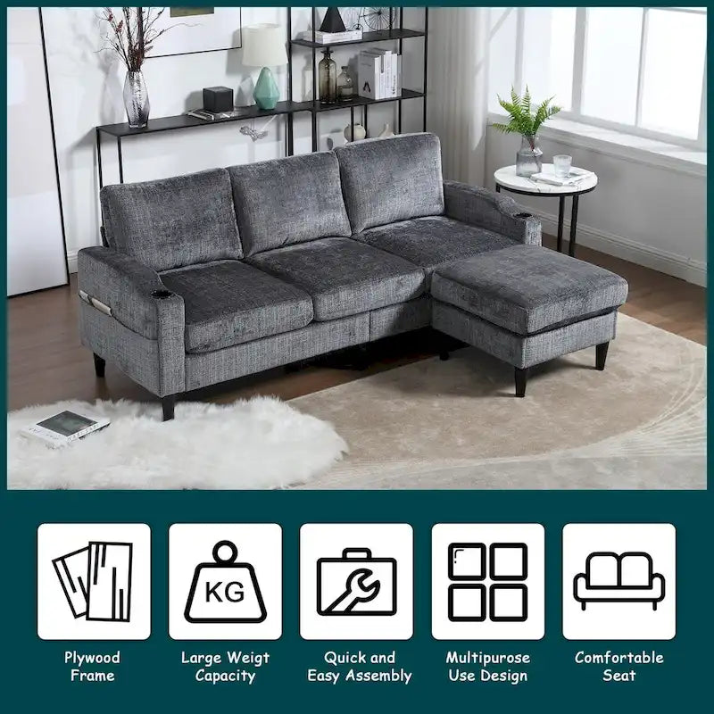 HOMEFUN storage sofa /Living room sofa cozy sectional sofa