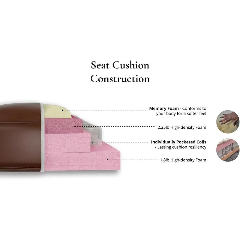 Hydeline Westcott Top Grain Leather Sofa Couch with Memory Foam and Springs