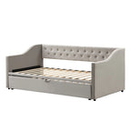 Twin Size Upholstered Sofa Bed with Trundle and Latest Integrated Bluetooth Audio System,Teddy Fleece
