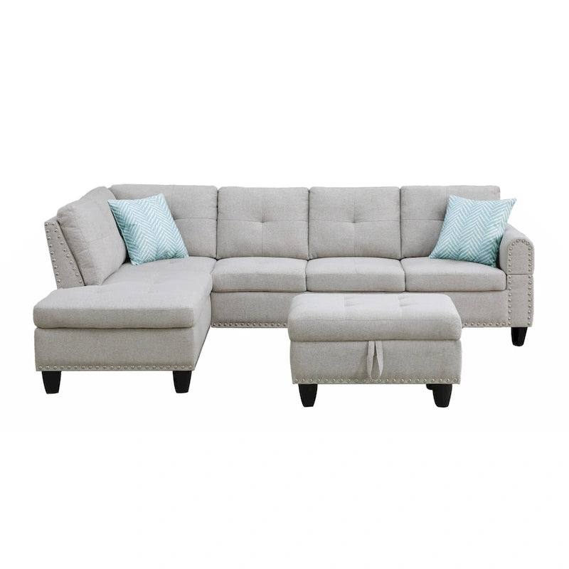 Alger 98 Wide Left Hand Facing Sofa & Chaise with Ottoman